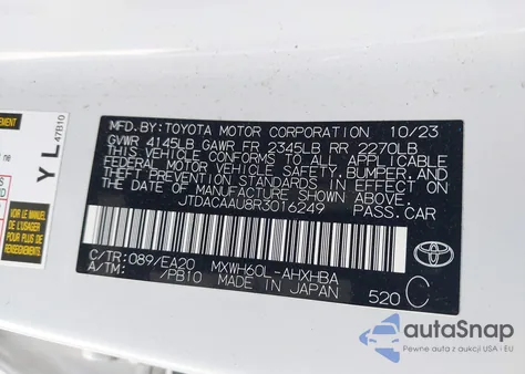 2024 Toyota Prius Limited из США, поврежденный, VIN JTDACAAU8R3016249